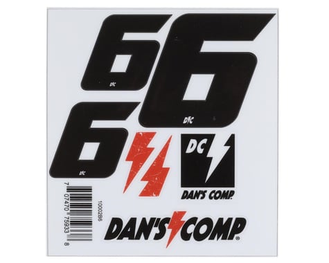 Dan's Comp Stickers BMX Numbers (Black) (2" x 2, 3" x 1) (6)
